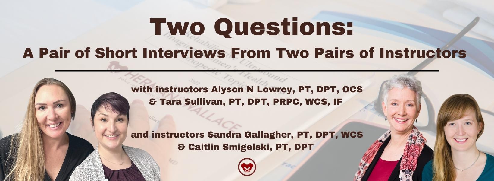Two Questions: A Pair of Short Interviews From Two Pairs of Instructors